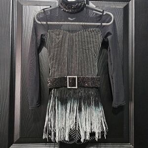 Weissman NWOT child extra small black fringe dance costume jazz tap solo